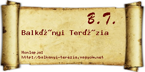Balkányi Terézia névjegykártya